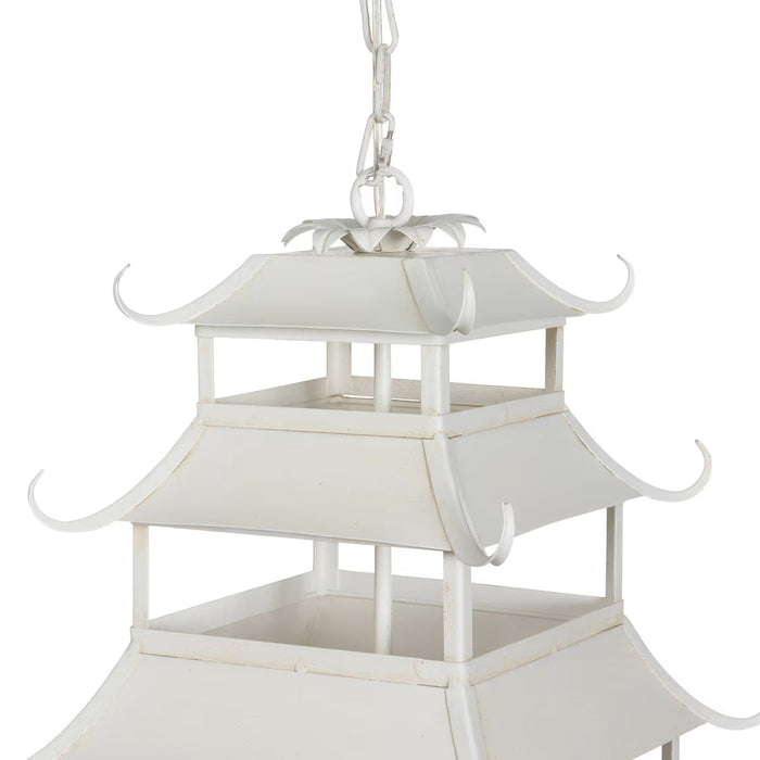 Chandelier Park Hill Collection Peace Pagoda Chandelier in Cream – Chinoiserie Lantern Style Park Hill Collection