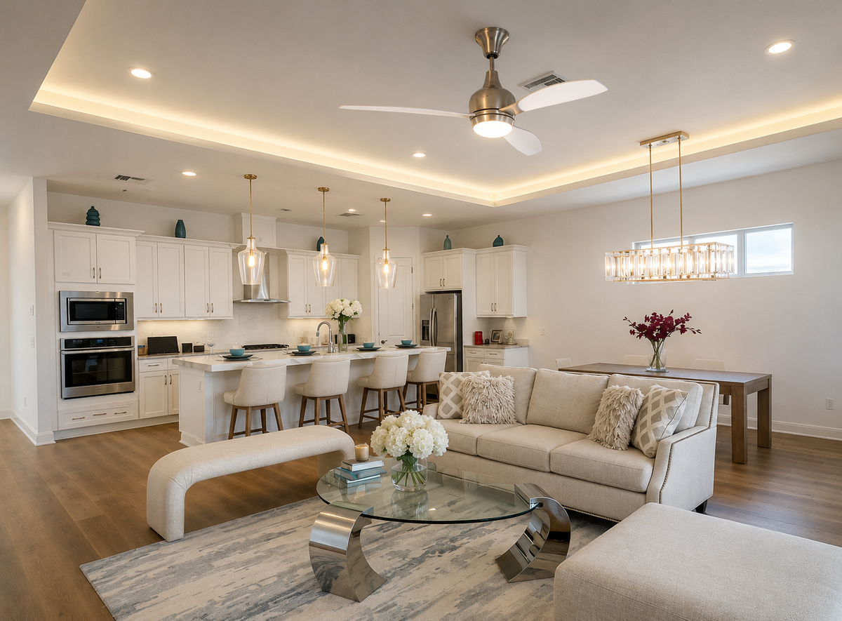 Open Concept Luxury Lighting & Fan Design