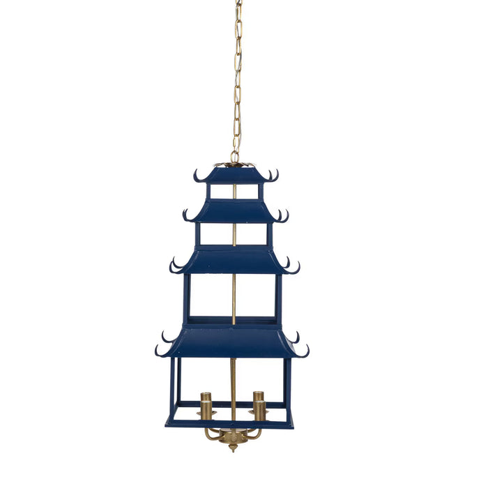 Chandelier Park Hill Collection ELH26050 Peace Pagoda Chandelier in Navy & Gold Park Hill Collection