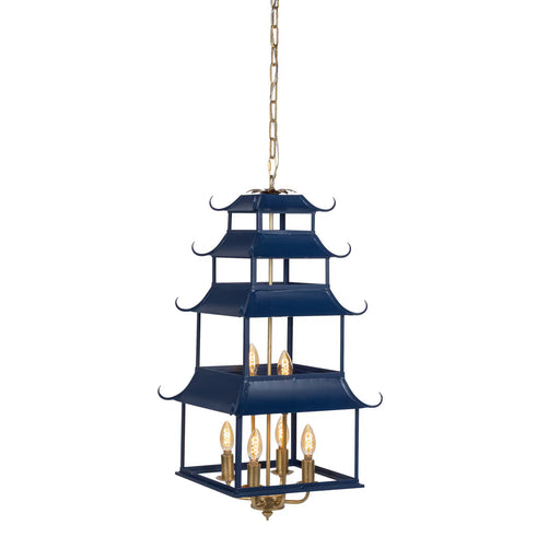 Chandelier Park Hill Collection ELH26050 Peace Pagoda Chandelier in Navy & Gold Park Hill Collection