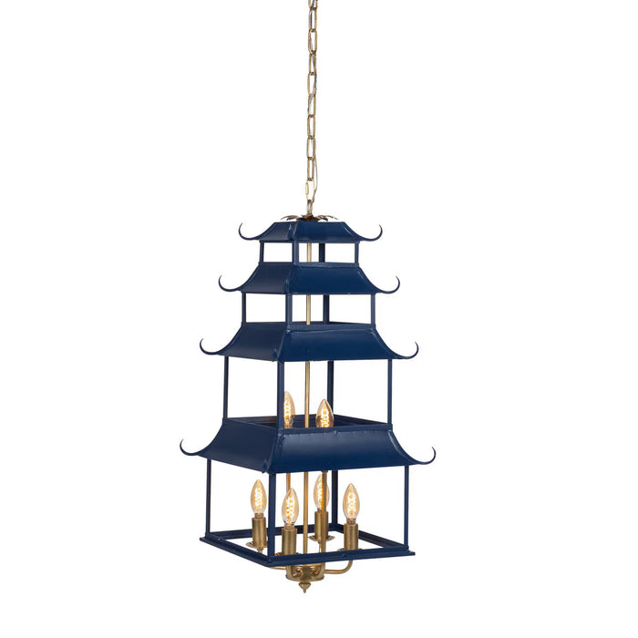 Chandelier Park Hill Collection ELH26050 Peace Pagoda Chandelier in Navy & Gold Park Hill Collection