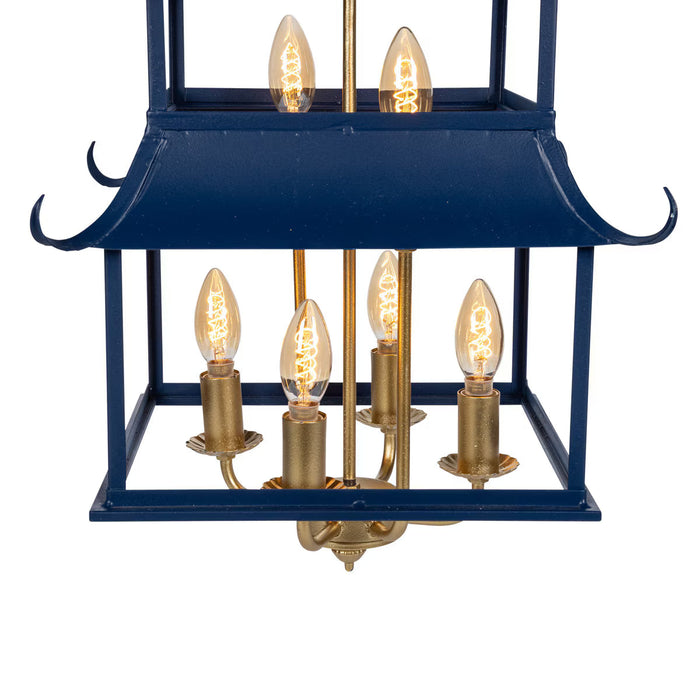 Chandelier Park Hill Collection ELH26050 Peace Pagoda Chandelier in Navy & Gold Park Hill Collection