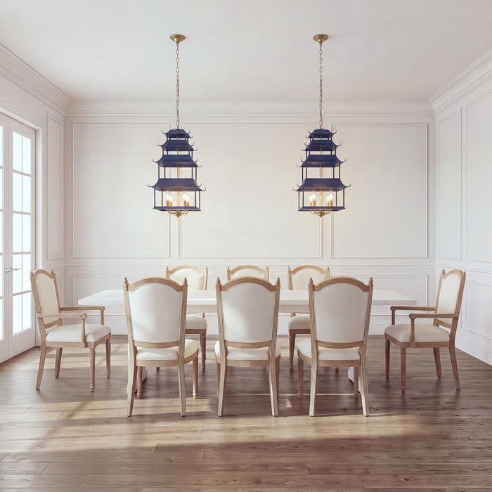 Chandelier Park Hill Collection ELH26050 Peace Pagoda Chandelier in Navy & Gold Park Hill Collection