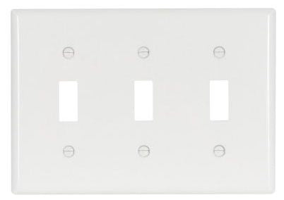 Wall Plate Cooper Wiring 5141W Unbreakable 3-Gang Toggle Wall Plate - White Cooper