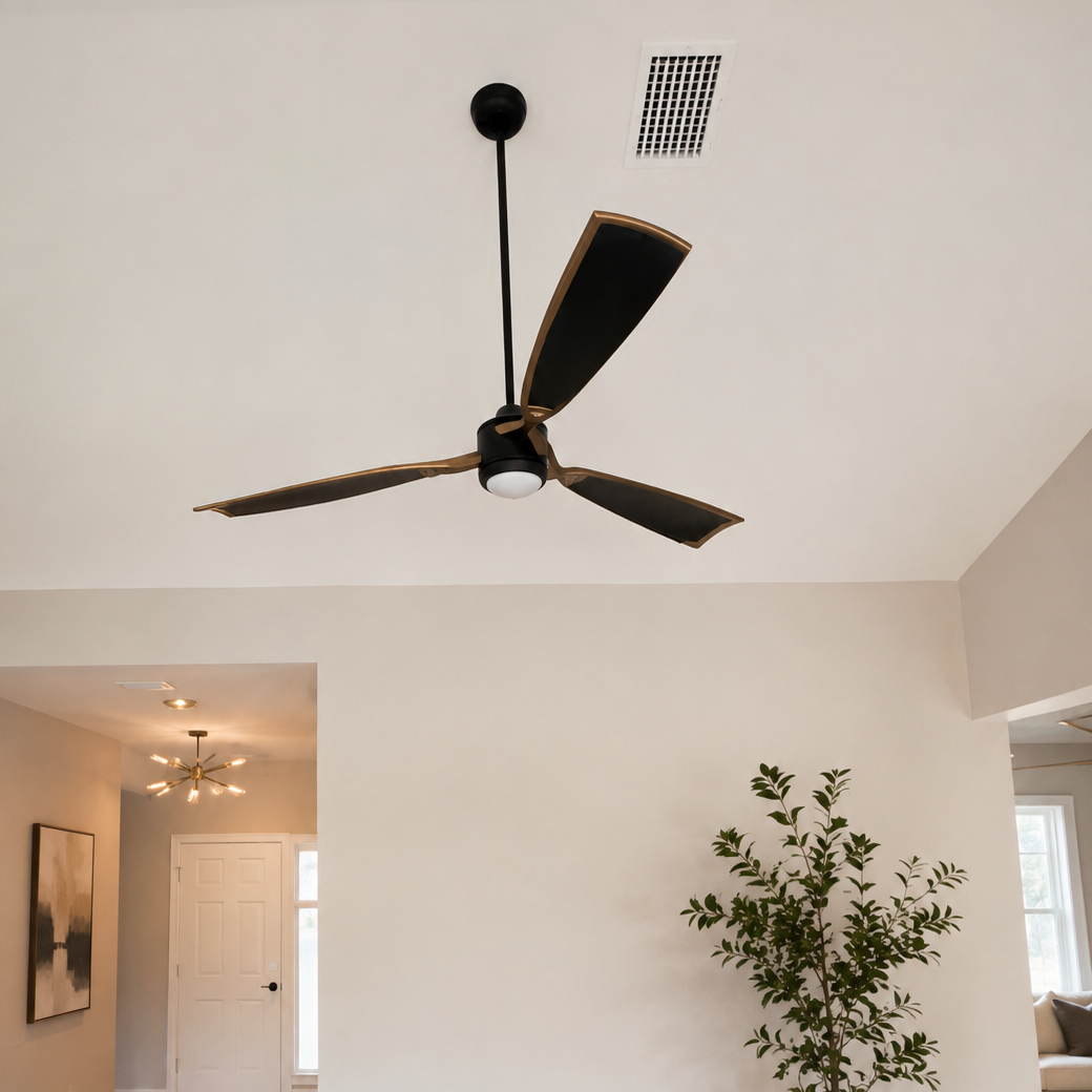 Model Home Living Room Fan Installation