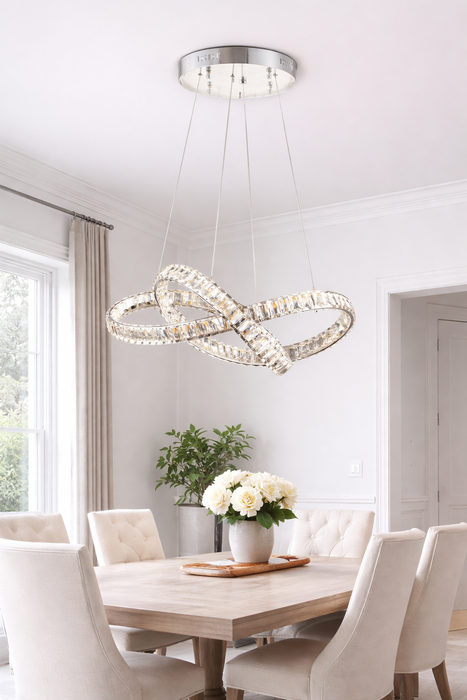 Gianna L1810/60/035CH 3-CCT LED Crystal Swirl Chandelier