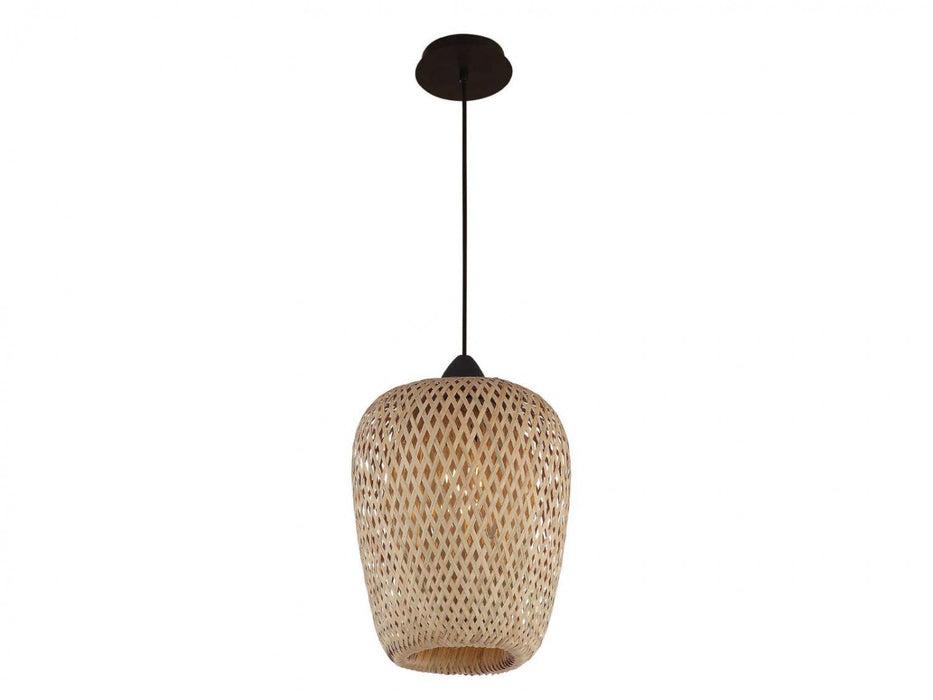 Pendant Light Avenue Lighting HF1001-BW Tulum 7"W Pendant in Black with Bamboo Wicker in Bamboo Wicker And Black Avenue Lighting