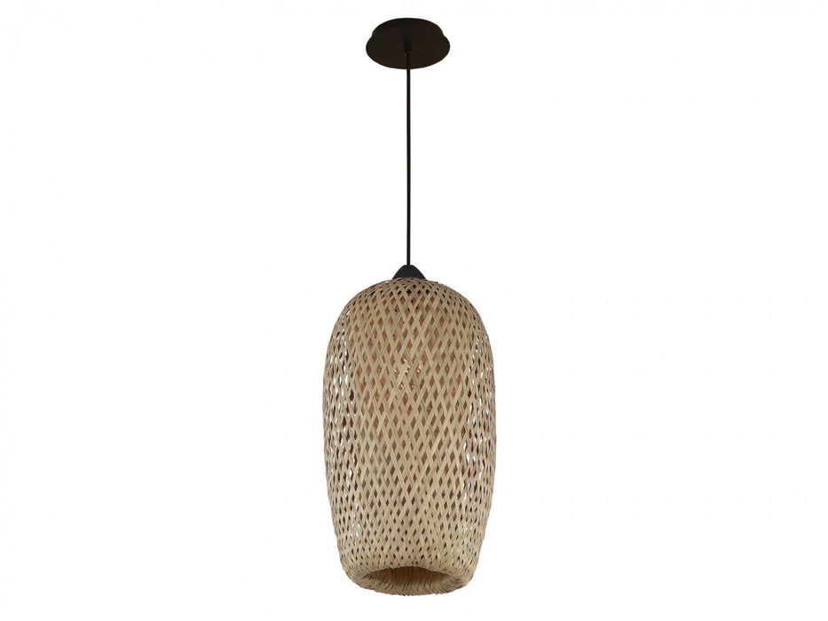 Pendant Light Avenue Lighting HF1002-BW Tulum 8"W Pendant in Black with Bamboo Wicker in Bamboo Wicker And Black Avenue Lighting