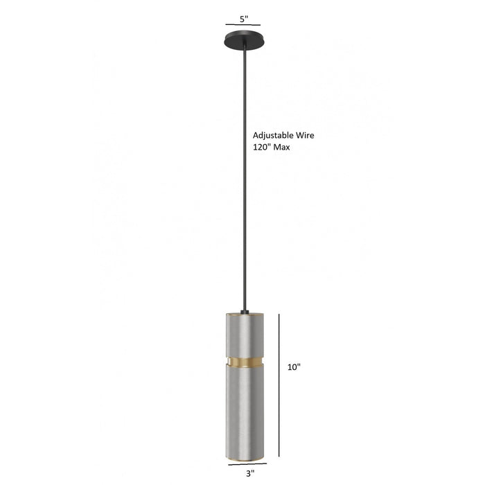 Pendant Light Avenue Lighting HF1072-LGB Cicada 10"H LED Pendant in Knurled Light Grey and Brass in Knurled Light Grey With Brass Avenue Lighting