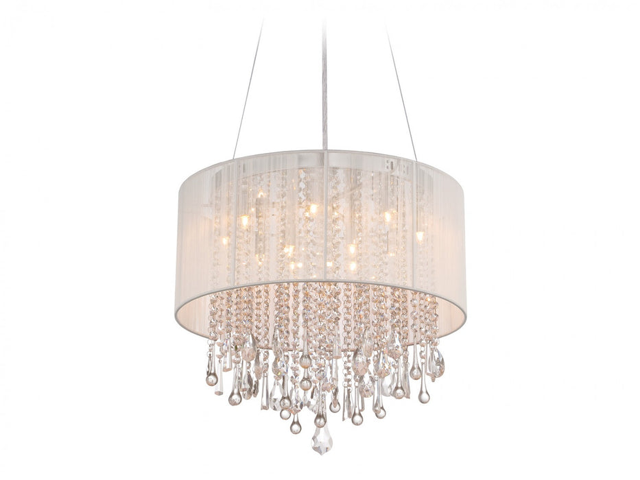 Flush Mount Avenue Lighting HF1500-WHT Beverly Dr. 32"W Drum Pendant in White Silk String Avenue Lighting