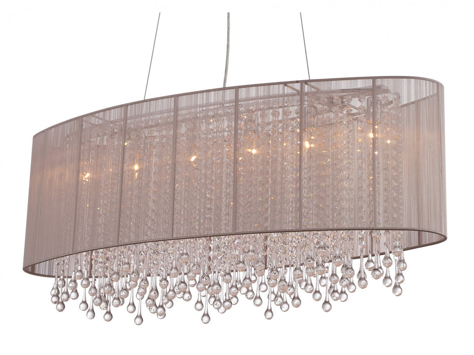 Chandelier Avenue Lighting HF1503-TP Beverly Dr. 39"W Oval Chandelier in Taupe Silk String Avenue Lighting