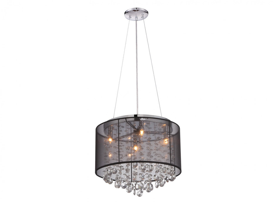 Flush Mount Avenue Lighting HF1504-BLK Riverside Dr. 17"W Drum Pendant in Black Organza Silk Avenue Lighting