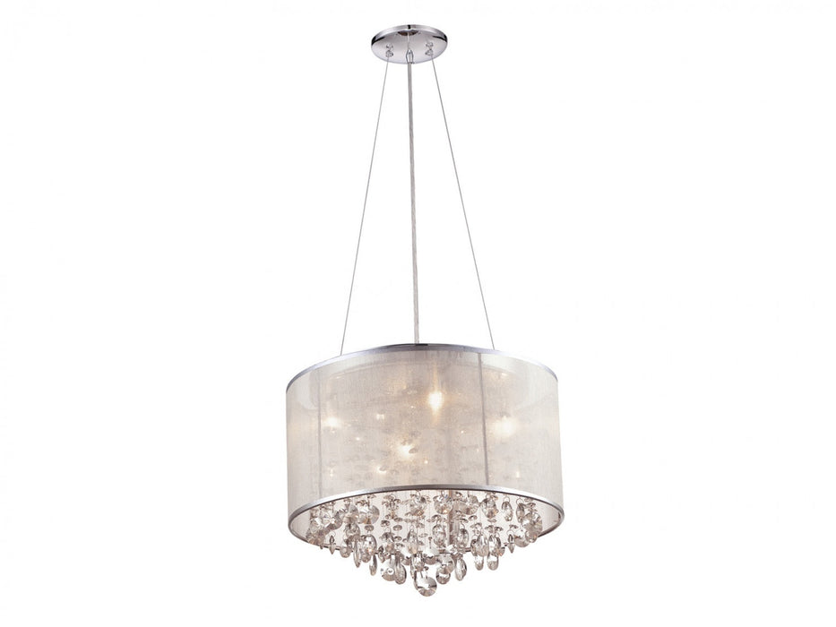 Flush Mount Avenue Lighting HF1504-SLV Riverside Dr. 17"W Drum Pendant in Silver Organza Silk Avenue Lighting