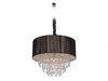 Chandelier Avenue Lighting HF1506-BLK Vineland Ave. Beverly Dr. 19"W Round Drum Shade Pendant in Black/Crystals in Black Silk String Avenue Lighting