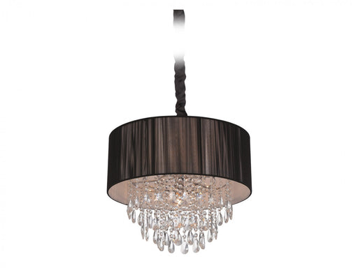 Chandelier Avenue Lighting HF1506-BLK Vineland Ave. Beverly Dr. 19"W Round Drum Shade Pendant in Black/Crystals in Black Silk String Avenue Lighting