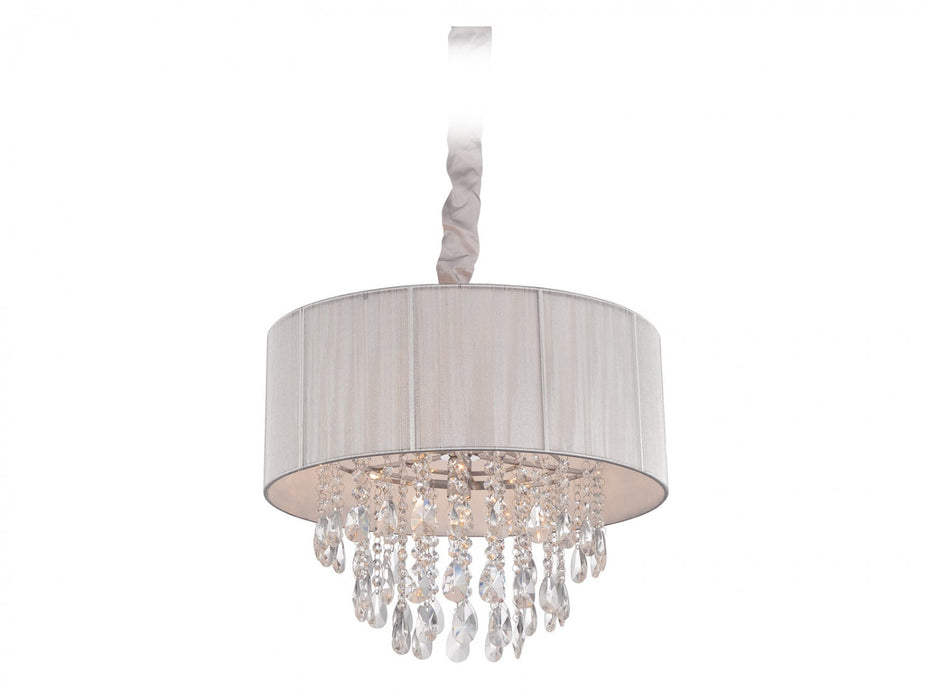 Chandelier Avenue Lighting HF1506-SLV Vineland Ave. Beverly Dr. 19"W Round Drum Shade Pendant in Silver/Crystals in Silver Silk String Avenue Lighting