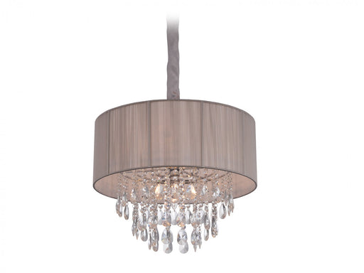 Chandelier Avenue Lighting HF1506-TP Vineland Ave. Beverly Dr. 19"W Round Drum Shade Pendant in Taupe/Crystals in Taupe Silk String Avenue Lighting