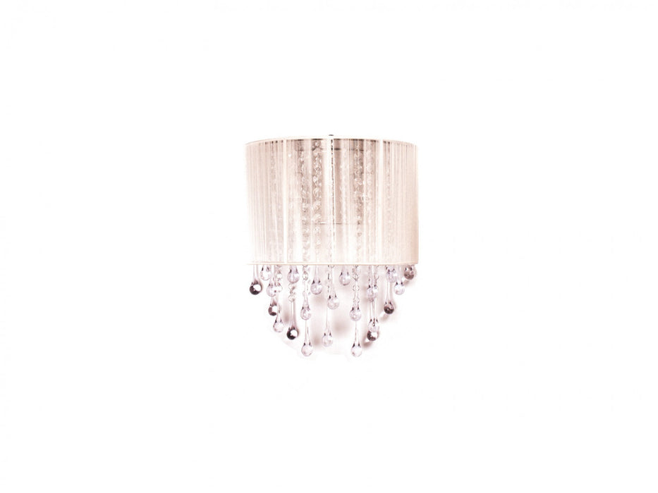 Wall Sconce Avenue Lighting HF1511-WHT Beverly Dr. 8"W Wall Sconce in White/Crystals in White Silk String Avenue Lighting