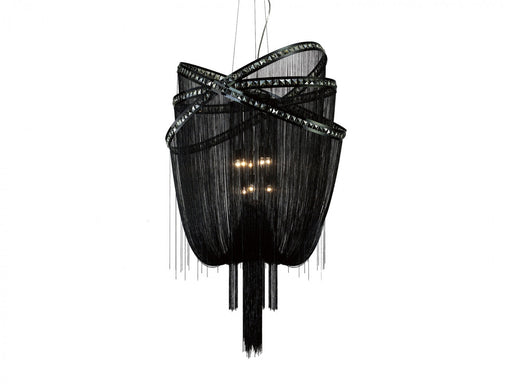Chandelier Avenue Lighting HF1610-BLK Wilshire Blvd. 36"W Pendant in Black/Smoked Crystals in Black Chrome / Smoke Crystal Avenue Lighting