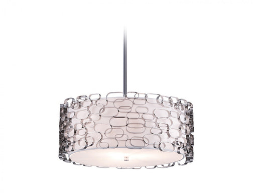 Chandelier Avenue Lighting HF1702-PN Ventura Blvd. 21"W Drum Pendant in Polished Nickel in Polish Nickel / Ivory Slik Shade Avenue Lighting