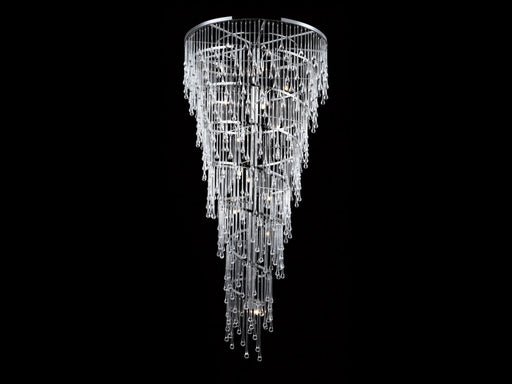 Chandelier Avenue Lighting HF1805-PN Hollywood Blvd. 72"H Chandelier in Polished Nickel/Clear Tear Drop Crystals in Polish Nickel / Clear Glass Tear Drops Avenue Lighting