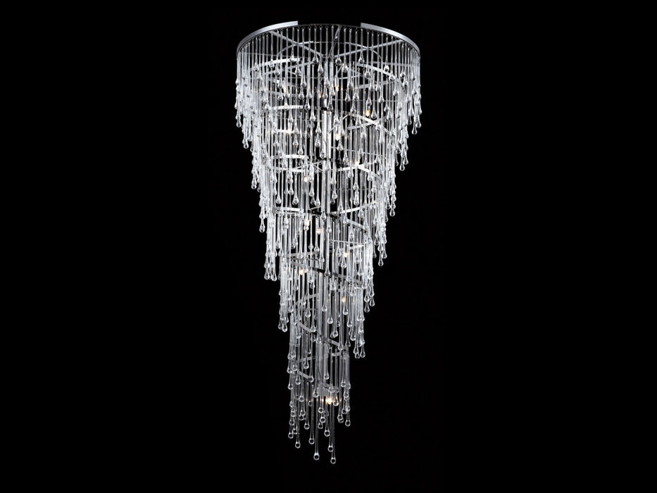 Chandelier Avenue Lighting HF1805-PN Hollywood Blvd. 72"H Chandelier in Polished Nickel/Clear Tear Drop Crystals in Polish Nickel / Clear Glass Tear Drops Avenue Lighting