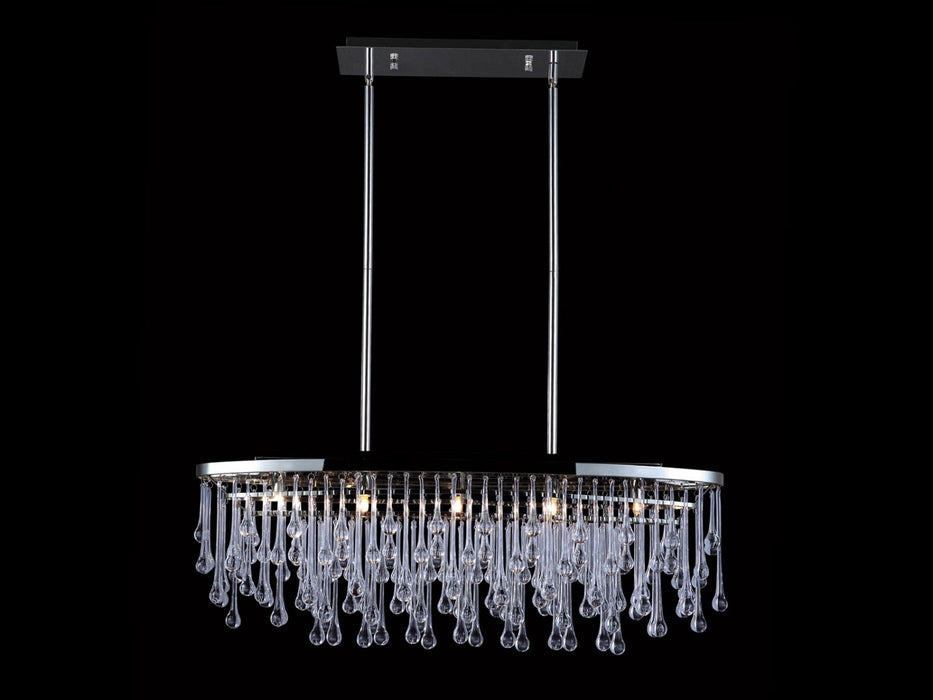 Chandelier Avenue Lighting HF1806-PN Hollywood Blvd. 34"W Oval Chandelier in Polished Nickel/Clear Tear Drop Crystals in Polish Nickel / Clear Glass Tear Drops Avenue Lighting