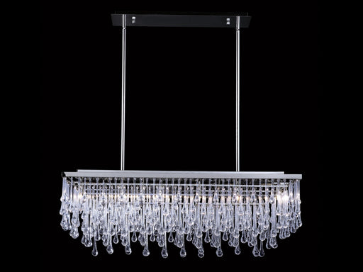 Chandelier Avenue Lighting HF1807-PN Hollywood Blvd. 38"W Rectangle Chandelier in Polished Nickel/Clear Tear Drop Crystals in Polish Nickel / Clear Glass Tear Drops Avenue Lighting