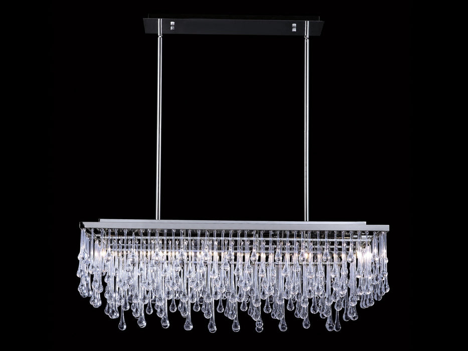 Chandelier Avenue Lighting HF1807-PN Hollywood Blvd. 38"W Rectangle Chandelier in Polished Nickel/Clear Tear Drop Crystals in Polish Nickel / Clear Glass Tear Drops Avenue Lighting
