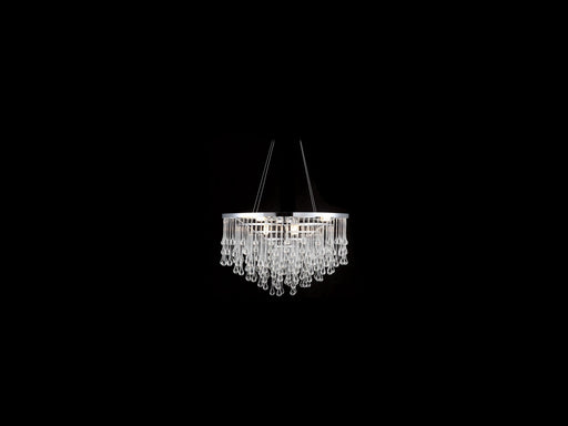 Chandelier Avenue Lighting HF1808-PN Hollywood Blvd. 18"W Round Pendant in Polished Nickel/Clear Tear Drop Crystals in Polish Nickel / Clear Glass Tear Drops Avenue Lighting