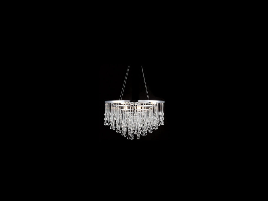 Chandelier Avenue Lighting HF1808-PN Hollywood Blvd. 18"W Round Pendant in Polished Nickel/Clear Tear Drop Crystals in Polish Nickel / Clear Glass Tear Drops Avenue Lighting