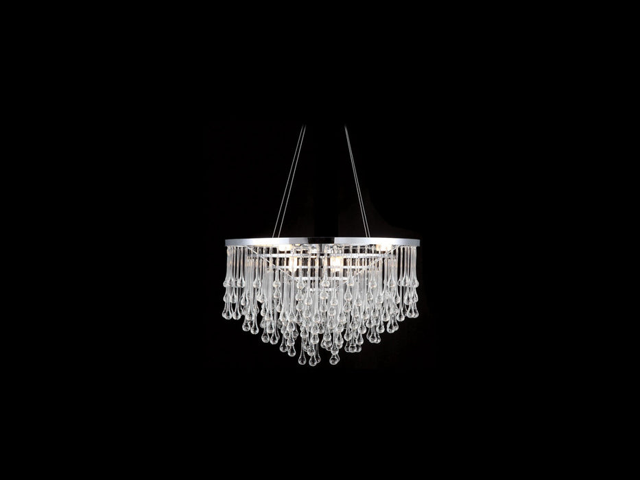 Chandelier Avenue Lighting HF1809-PN Hollywood Blvd. 22"W Round Pendant in Polished Nickel/Clear Tear Drop Crystals in Polish Nickel / Clear Glass Tear Drops Avenue Lighting
