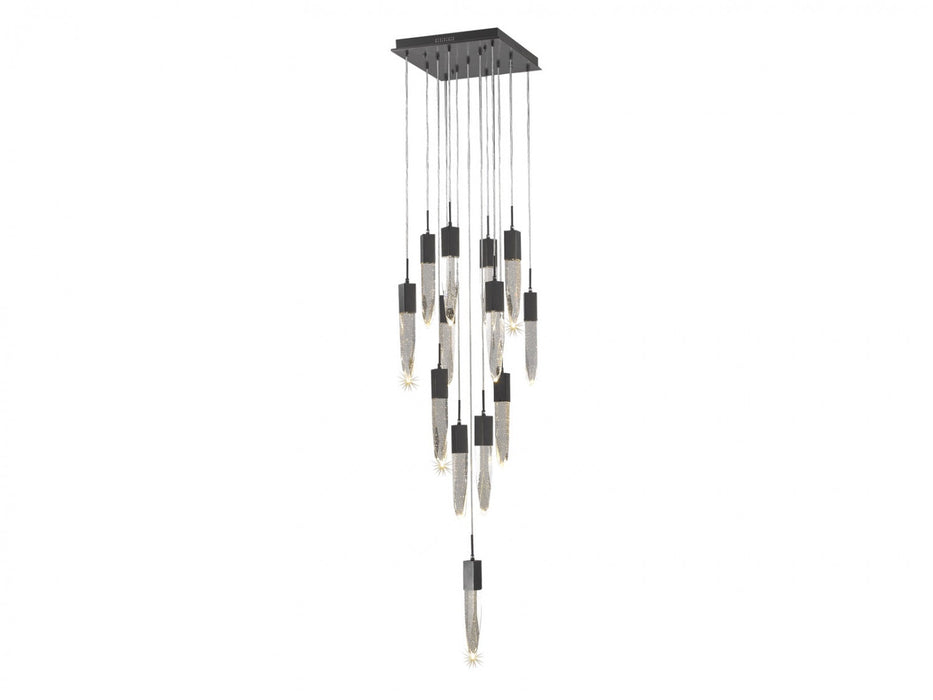 Chandelier Avenue Lighting HF1905-13-AP-DBZ Aspen 13-Light 20"W Multi-light Chandelier in Dark Bronze/Bubbled Crystals Avenue Lighting