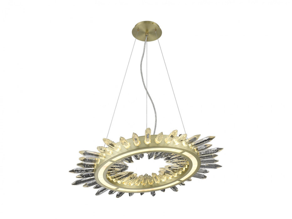 Pendant Light Avenue Lighting HF3027-BB Aspen The Original Aspen 27"W Ring LED Pendant in Brushed Brass/Bubbled Crystals Avenue Lighting