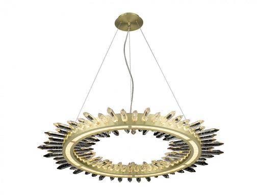 Pendant Light Avenue Lighting HF3034-BB Aspen The Original Aspen 27"W Ring LED Pendant in Brushed Brass/Bubbled Crystals Avenue Lighting