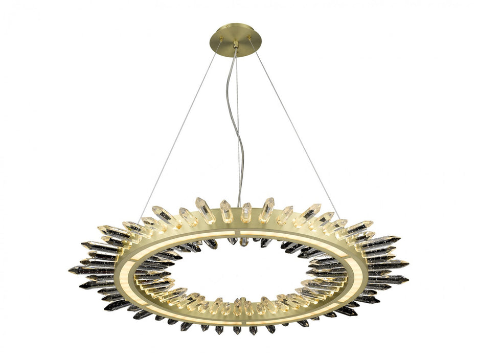 Pendant Light Avenue Lighting HF3034-BB Aspen The Original Aspen 27"W Ring LED Pendant in Brushed Brass/Bubbled Crystals Avenue Lighting