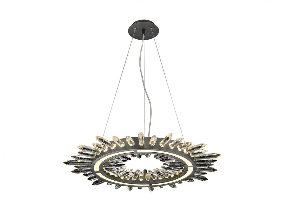 Pendant Light Avenue Lighting HF3034-DBZ Aspen The Original Aspen 27"W Ring LED Pendant in Dark Bronze/Bubbled Crystals Avenue Lighting