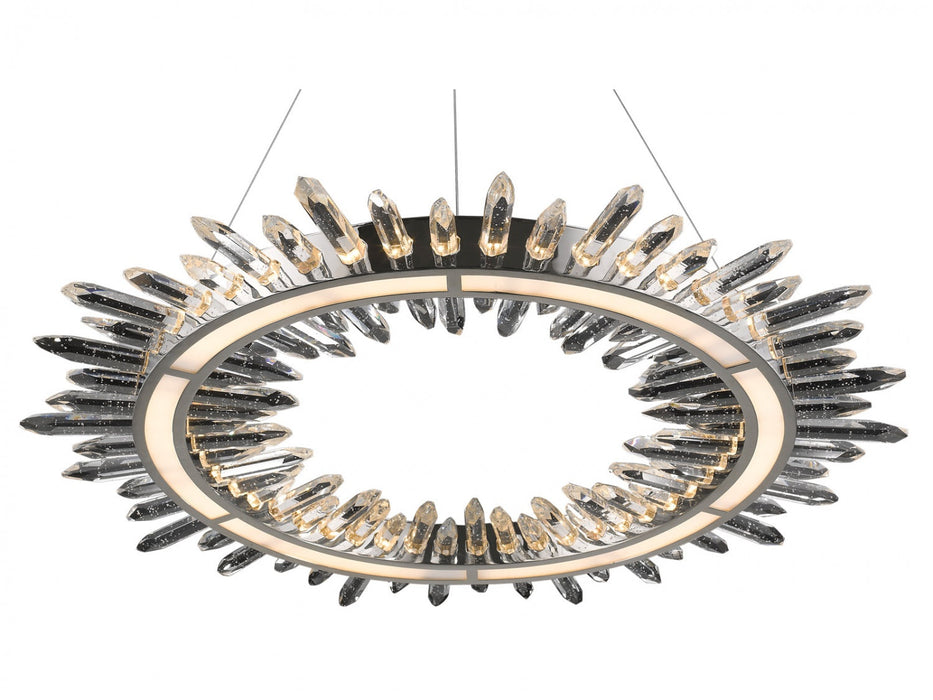 Pendant Light Avenue Lighting HF3034-PN Aspen The Original Aspen 27"W Ring LED Pendant in Polished Nickel/Bubbled Crystals Avenue Lighting