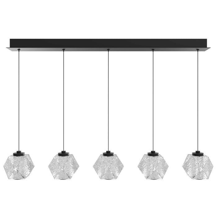 Multi-Light Pendant Avenue Lighting HF3955-BK Beluga 5-Light 36"W Linear LED Pendant in Black/Textured Acrylic Avenue Lighting