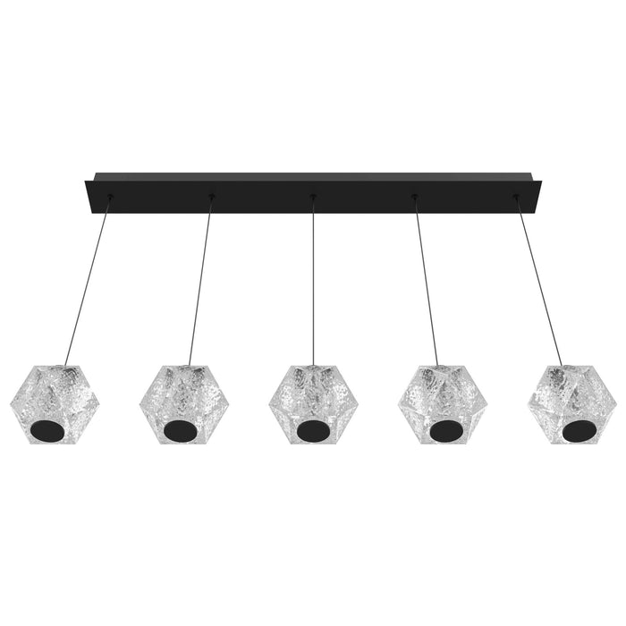 Multi-Light Pendant Avenue Lighting HF3955-BK Beluga 5-Light 36"W Linear LED Pendant in Black/Textured Acrylic Avenue Lighting