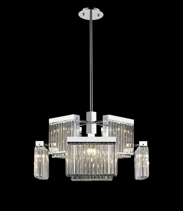 Chandelier Avenue Lighting HF4008-PN Broadway 8-Light 28"W LED Chandelier in Polished Nickel/Clear Crystals Avenue Lighting