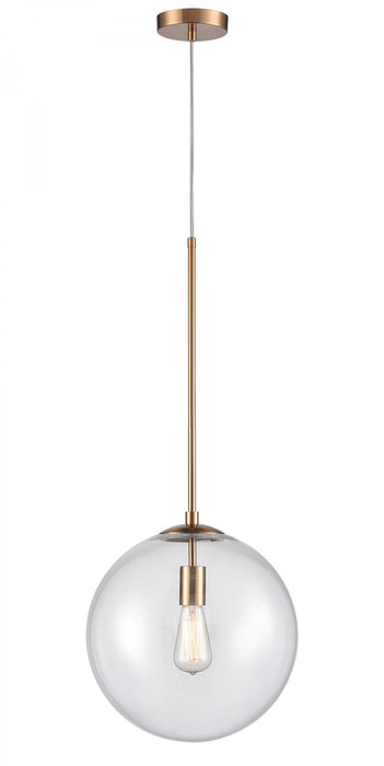 Pendant Light Avenue Lighting HF4201-AB Delilah 1-Light 14"W Glass Globe Pendant in Aged Brass Avenue Lighting