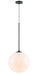 Pendant Light Avenue Lighting HF4201-BK-WHT Delilah 1-Light 14"W Pendant in Black/White Glass Avenue Lighting
