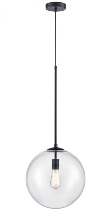 Pendant Light Avenue Lighting HF4201-BK Delilah 1-Light 14"W Pendant in Black/Clear Glass Avenue Lighting