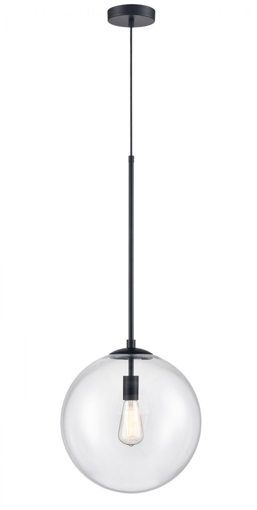 Pendant Light Avenue Lighting HF4201-BK Delilah 1-Light 14"W Pendant in Black/Clear Glass Avenue Lighting
