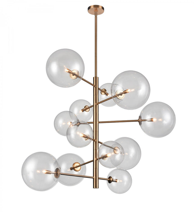 Chandelier Avenue Lighting HF4212-AB Delilah 12-Light 43"W Chandelier in Aged Brass/Clear Glass Avenue Lighting