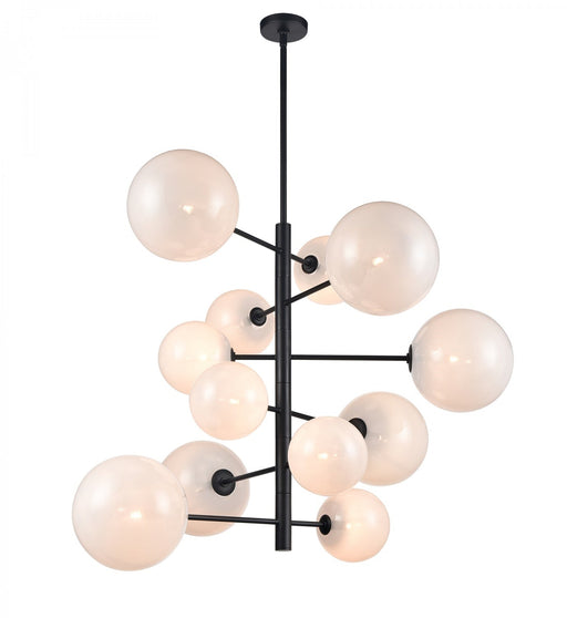 Chandelier Avenue Lighting HF4212-BK-WHT Delilah 12-Light 43"W Chandelier in Black/White Glass Avenue Lighting