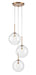 Multi-Light Pendant Avenue Lighting HF4233-AB Delilah 3-Light 17"W Pendant in Aged Brass/Clear Glass Avenue Lighting
