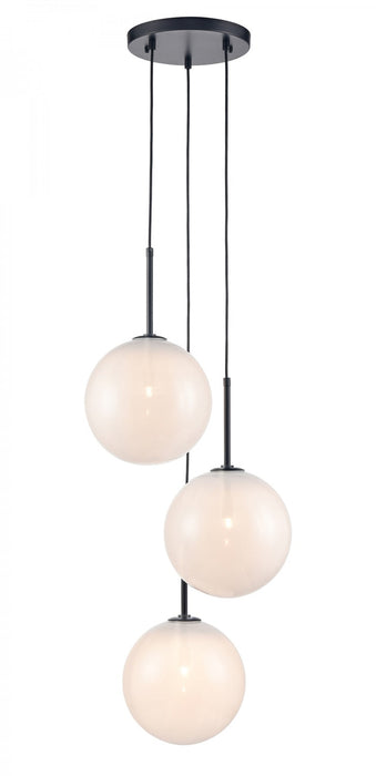 Multi-Light Pendant Avenue Lighting HF4233-BK-WHT Delilah 3-Light 17"W Pendant in Black/Opal Glass Avenue Lighting