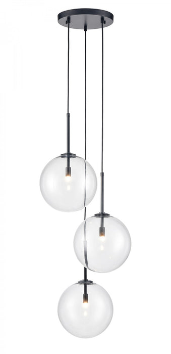 Multi-Light Pendant Avenue Lighting HF4233-BK Delilah 3-Light 17"W Pendant in Black/Clear Glass Avenue Lighting